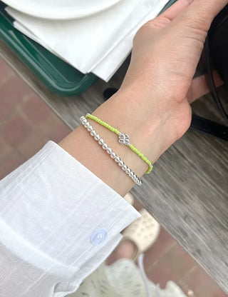 Silver 925 Bead Bracelet Four-Leaf Clover Women's Silver Bracelet