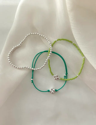 Silver 925 Bead Bracelet Four-Leaf Clover Women's Silver Bracelet