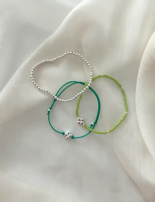 Silver 925 Bead Bracelet Four-Leaf Clover Women's Silver Bracelet