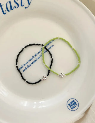 Silver 925 Bead Bracelet Four-Leaf Clover Women's Silver Bracelet