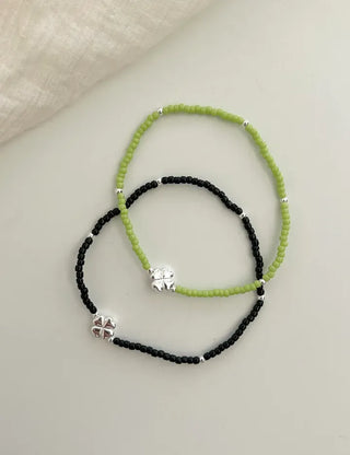Silver 925 Bead Bracelet Four-Leaf Clover Women's Silver Bracelet