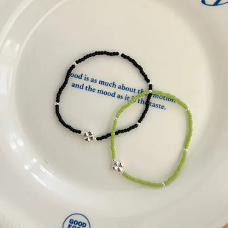 Silver 925 Bead Bracelet Four-Leaf Clover Women's Silver Bracelet