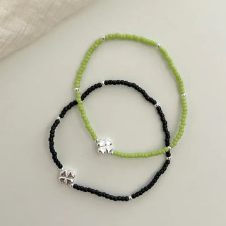 Silver 925 Bead Bracelet Four-Leaf Clover Women's Silver Bracelet