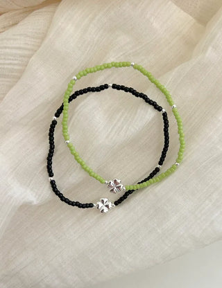 Silver 925 Bead Bracelet Four-Leaf Clover Women's Silver Bracelet