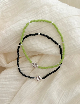 Silver 925 Bead Bracelet Four-Leaf Clover Women's Silver Bracelet
