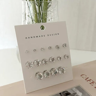 Set of 8 Cubic Earrings Simple Daily Mini Earrings
