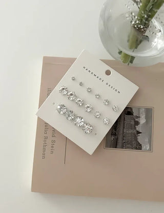 Set of 8 Cubic Earrings Simple Daily Mini Earrings