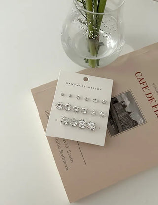 Set of 8 Cubic Earrings Simple Daily Mini Earrings
