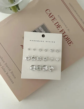 Set of 8 Cubic Earrings Simple Daily Mini Earrings