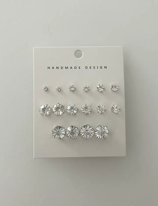 Set of 8 Cubic Earrings Simple Daily Mini Earrings