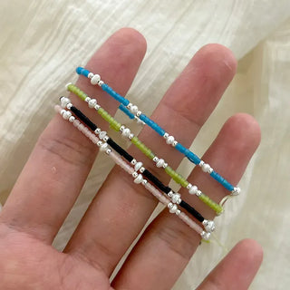 Silver 925 Knot Cord Bracelet Ethnic Freshwater Pearl Bead Bracelet