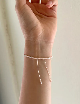 Silver 925 Knot Cord Bracelet Ethnic Freshwater Pearl Bead Bracelet