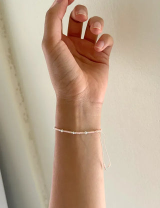 Silver 925 Knot Cord Bracelet Ethnic Freshwater Pearl Bead Bracelet