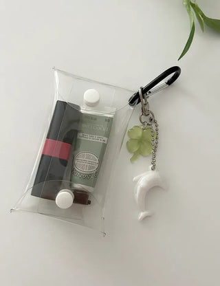 Dolphin four-leaf clover keyring lucky phone strap car key holder