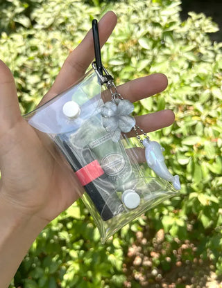 Dolphin four-leaf clover keyring lucky phone strap car key holder