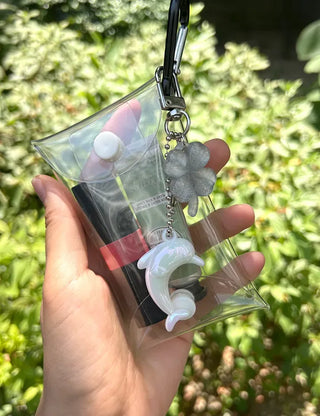 Dolphin four-leaf clover keyring lucky phone strap car key holder