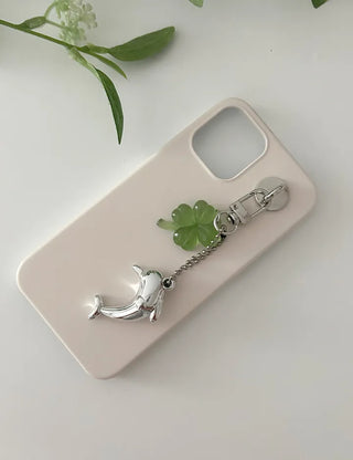 Dolphin four-leaf clover keyring lucky phone strap car key holder