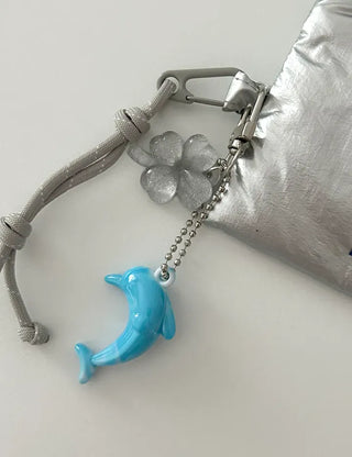 Dolphin four-leaf clover keyring lucky phone strap car key holder