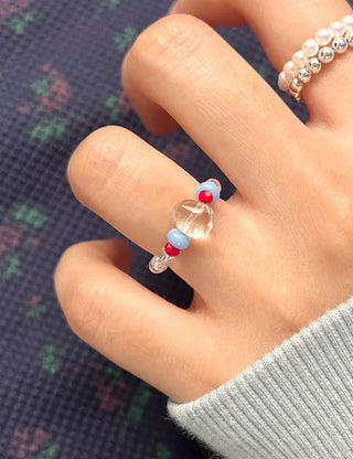 Teardrop Bead Ring Women's Summer Transparent Bead Ring
