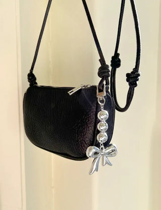 Long Bijou Ribbon Bag Keyring Pearl Bead Bag Charm