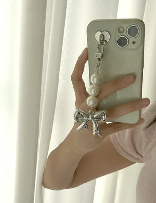 Long Bijou Ribbon Bag Keyring Pearl Bead Bag Charm