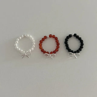 Silver 925 Ribbon Gemstone Bead Pearl Silver Ring
