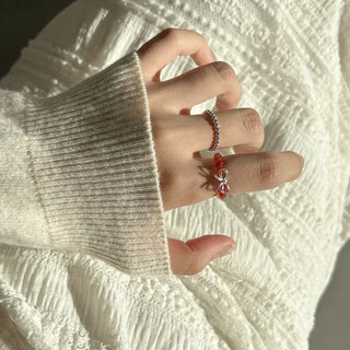 Silver 925 Ribbon Gemstone Bead Pearl Silver Ring