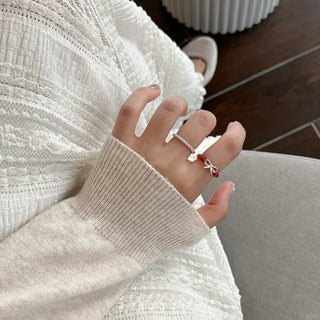 Silver 925 Ribbon Gemstone Bead Pearl Silver Ring