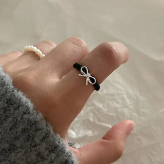 Silver 925 Ribbon Gemstone Bead Pearl Silver Ring