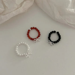 Silver 925 Ribbon Gemstone Bead Pearl Silver Ring