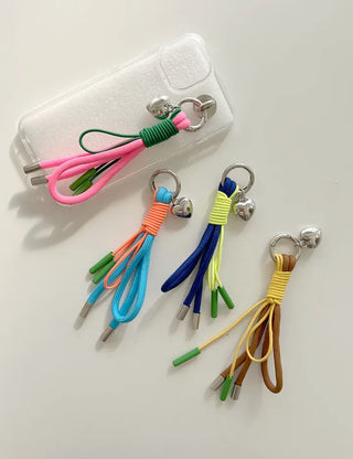 Neon strap keyring heart bag charm phone strap