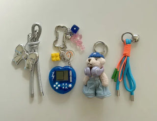 Neon strap keyring heart bag charm phone strap