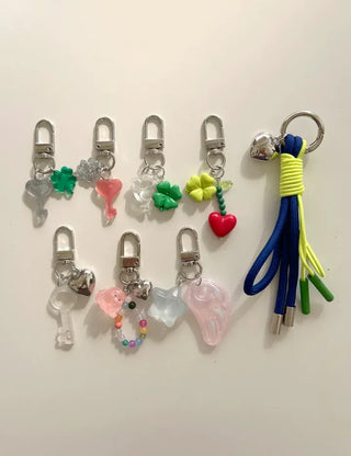 Neon strap keyring heart bag charm phone strap
