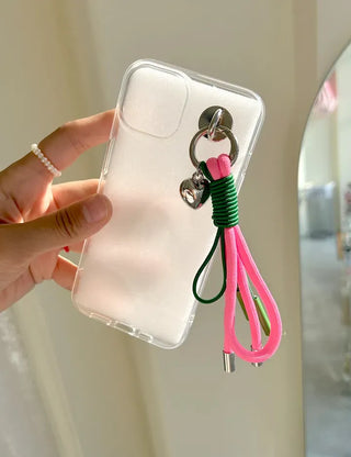 Neon strap keyring heart bag charm phone strap