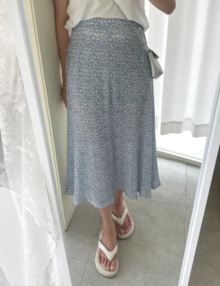 Flower pleated skirt women's elastic long skirt
