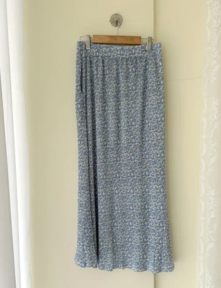 Flower pleated skirt women's elastic long skirt