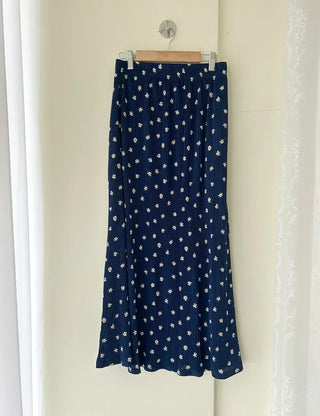 Flower pleated skirt women's elastic long skirt