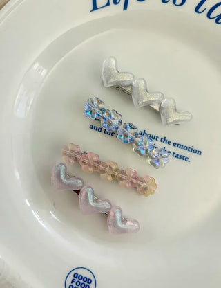 Set of 2 Four-leaf Clover Hairpin Heart Mini Claw Clip