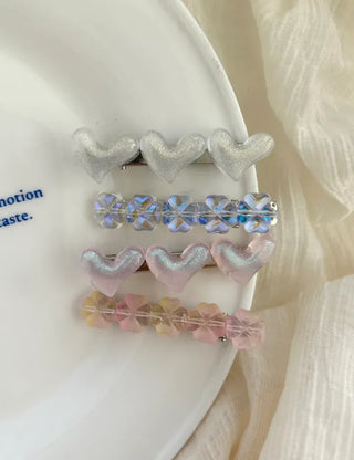 Set of 2 Four-leaf Clover Hairpin Heart Mini Claw Clip