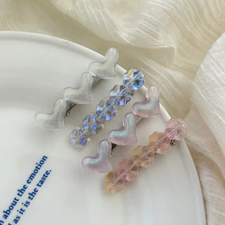 Set of 2 Four-leaf Clover Hairpin Heart Mini Claw Clip