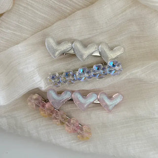 Set of 2 Four-leaf Clover Hairpin Heart Mini Claw Clip