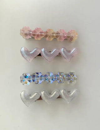 Set of 2 Four-leaf Clover Hairpin Heart Mini Claw Clip