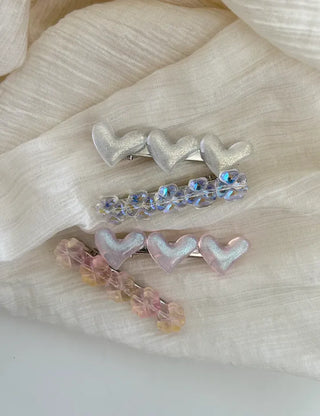 Set of 2 Four-leaf Clover Hairpin Heart Mini Claw Clip