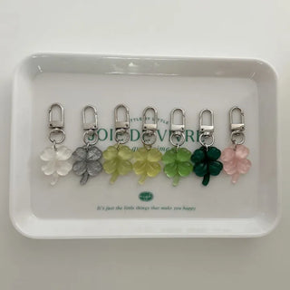 1+1 Glitter Four-Leaf Clover Keyring Lucky Keychain Keyholder
