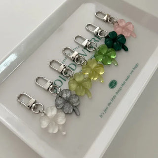 1+1 Glitter Four-Leaf Clover Keyring Lucky Keychain Keyholder