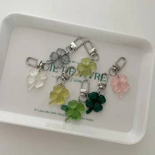1+1 Glitter Four-Leaf Clover Keyring Lucky Keychain Keyholder