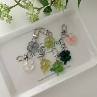 1+1 Glitter Four-Leaf Clover Keyring Lucky Keychain Keyholder