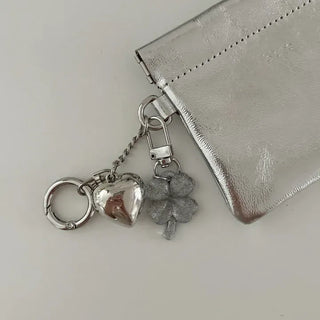 1+1 Glitter Four-Leaf Clover Keyring Lucky Keychain Keyholder