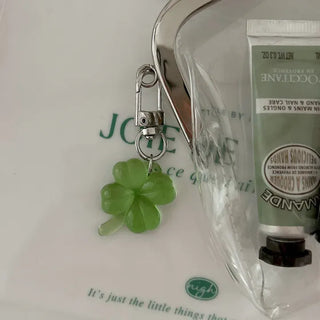 1+1 Glitter Four-Leaf Clover Keyring Lucky Keychain Keyholder