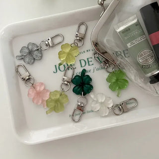 1+1 Glitter Four-Leaf Clover Keyring Lucky Keychain Keyholder